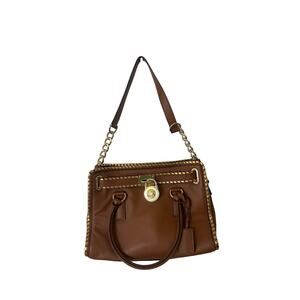 MICHAEL Michael Kors Gold Whipped Hamilton Brown Tan Leather Tote lock‎ key